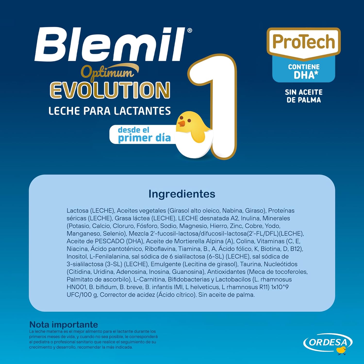 [3 UNIDADES] Blemil 1 Optimum Evolution 3PACK | 3 Botes de 800g | Leche de Inicio en polvo para Bebé desde el Primer Día