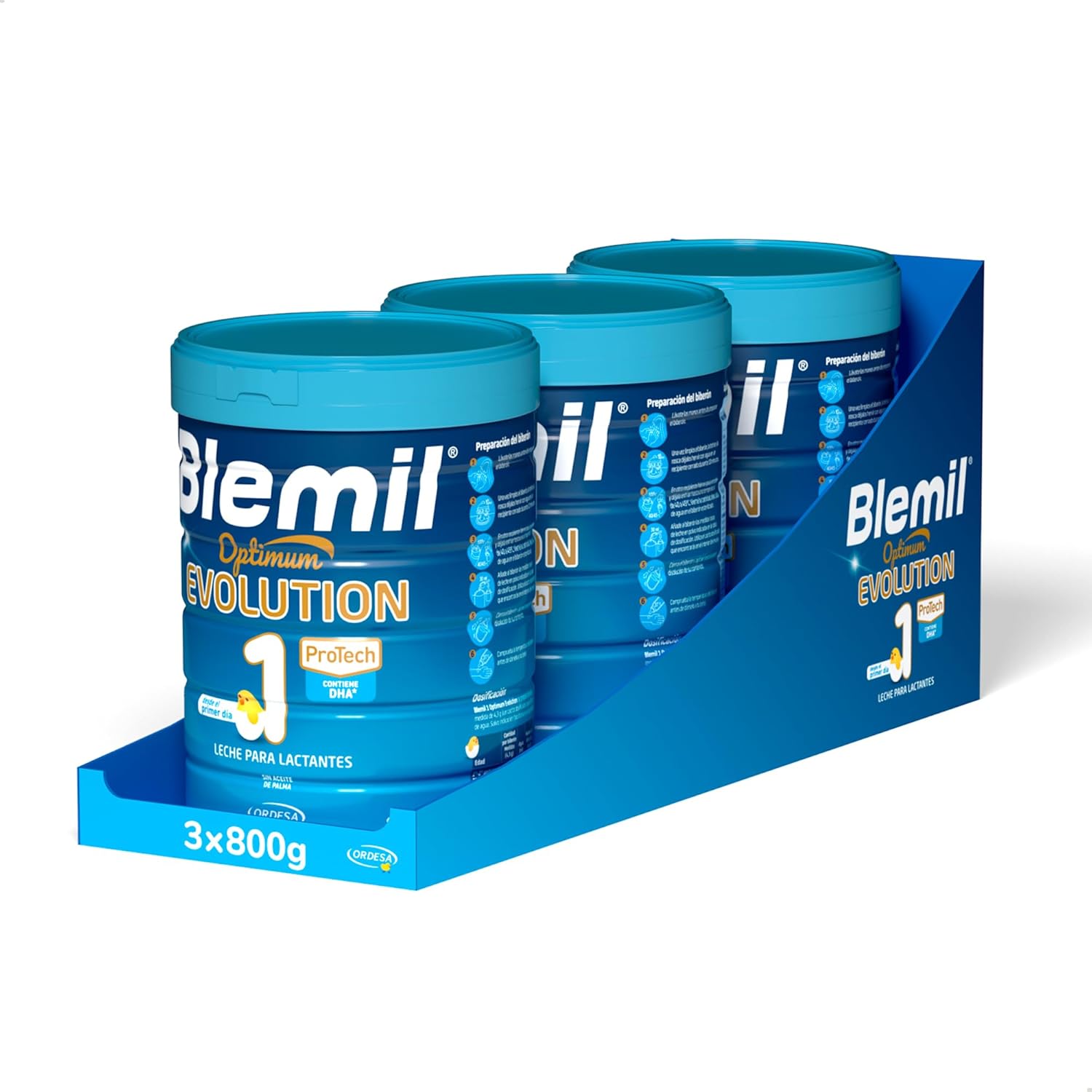 [3 UNIDADES] Blemil 1 Optimum Evolution 3PACK | 3 Botes de 800g | Leche de Inicio en polvo para Bebé desde el Primer Día